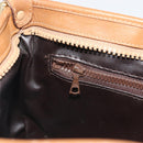 CELINE Macadam Shoulder Bag PVC Leather Beige Gold Auth 191017A-21