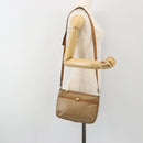 CELINE Macadam Shoulder Bag PVC Leather Beige Gold Auth 191017A-23
