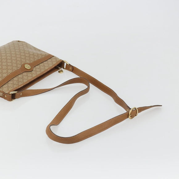 CELINE Macadam Shoulder Bag PVC Leather Beige Gold Auth 191017A