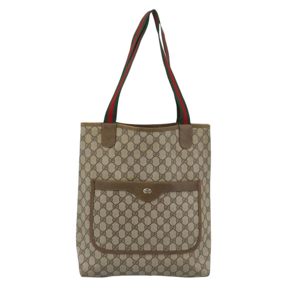 GUCCI GG Supreme Tote Bag PVC Leather Beige 39 02 003 Auth 191018