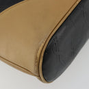 SAINT LAURENT Tote Bag Leather Black Beige Auth 191020-16