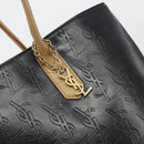 SAINT LAURENT Tote Bag Leather Black Beige Auth 191020-17