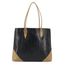 SAINT LAURENT Tote Bag Leather Black Beige Auth 191020-13