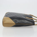 SAINT LAURENT Tote Bag Leather Black Beige Auth 191020-3