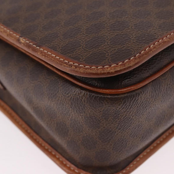 CELINE Macadam Shoulder Bag PVC Leather Brown Gold Auth 191021