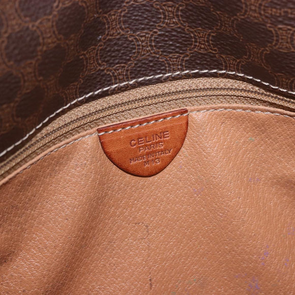 CELINE Macadam Shoulder Bag PVC Leather Brown Gold Auth 191021
