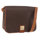 CELINE Macadam Shoulder Bag PVC Leather Brown Gold Auth 191021-1