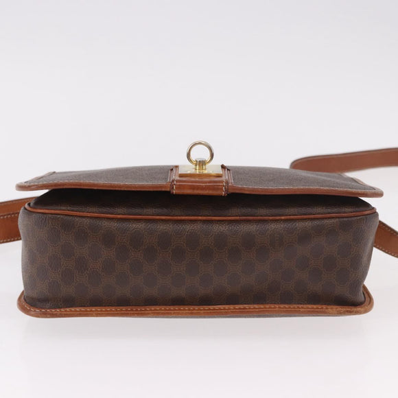 CELINE Macadam Shoulder Bag PVC Leather Brown Gold Auth 191021