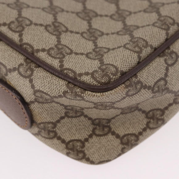 GUCCI GG Supreme Shoulder Bag PVC Leather Beige Gold Auth 191022