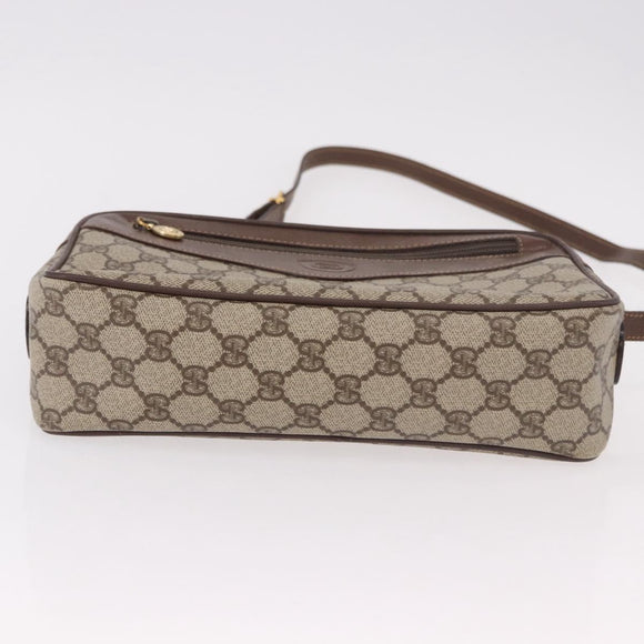 GUCCI GG Supreme Shoulder Bag PVC Leather Beige Gold Auth 191022