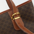 CELINE Macadam Tote Bag PVC Leather Brown Gold Auth 191023A-18