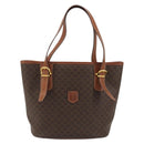 CELINE Macadam Tote Bag PVC Leather Brown Gold Auth 191023A-13