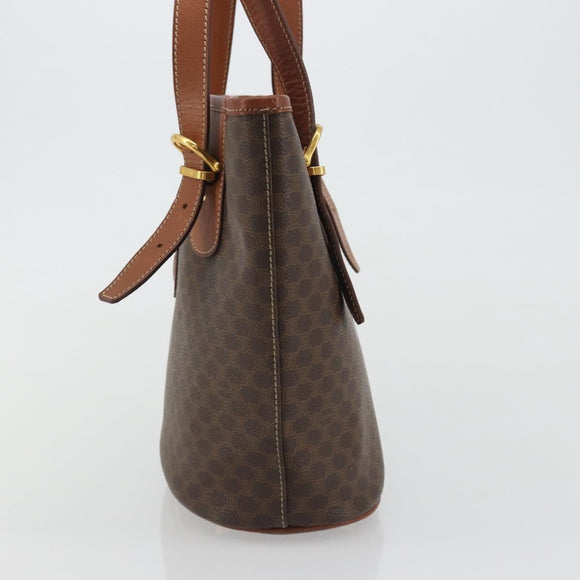 CELINE Macadam Tote Bag PVC Leather Brown Gold Auth 191023A