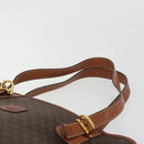 CELINE Macadam Tote Bag PVC Leather Brown Gold Auth 191023A-14
