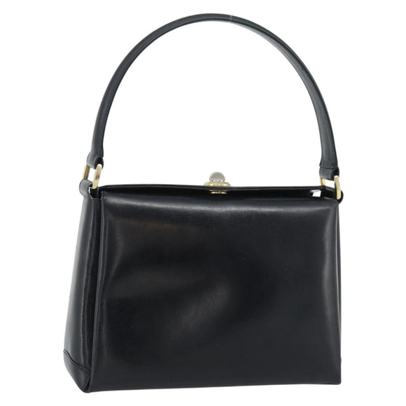 GUCCI Hand Bag Leather Black Gold 001 085 1368 Auth 191025
