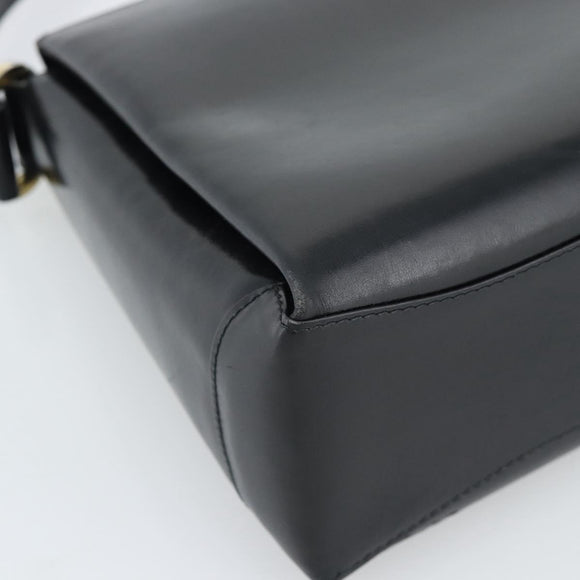 GUCCI Hand Bag Leather Black Gold 001 085 1368 Auth 191025