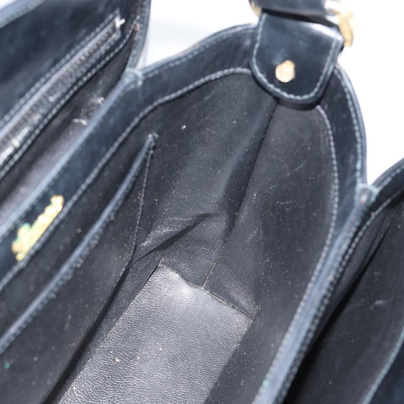 GUCCI Hand Bag Leather Black Gold 001 085 1368 Auth 191025