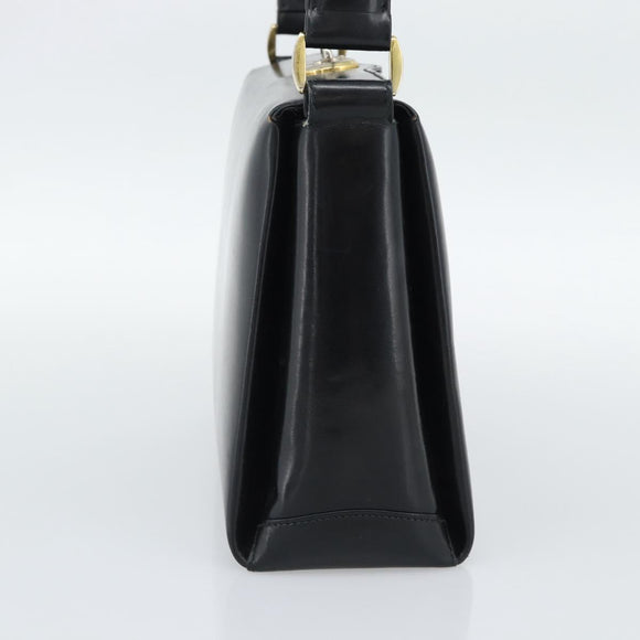 GUCCI Hand Bag Leather Black Gold 001 085 1368 Auth 191025