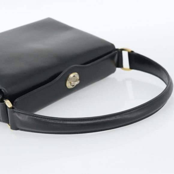 GUCCI Hand Bag Leather Black Gold 001 085 1368 Auth 191025