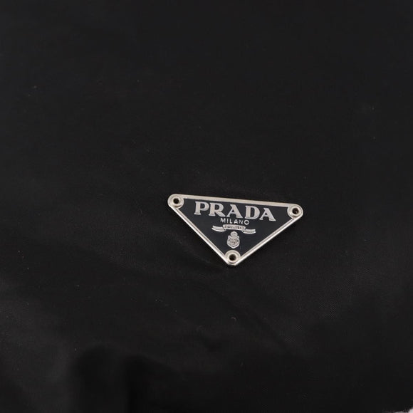 PRADA Drawstring Shoulder Bag Nylon Black Silver Auth 191026A