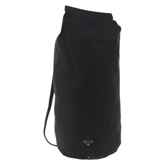 PRADA Drawstring Shoulder Bag Nylon Black Silver Auth 191026A