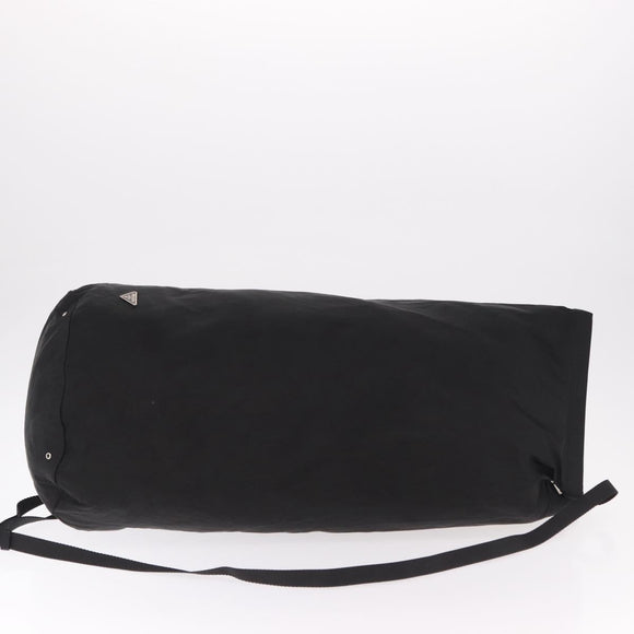 PRADA Drawstring Shoulder Bag Nylon Black Silver Auth 191026A