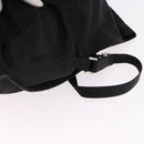 PRADA Drawstring Shoulder Bag Nylon Black Silver Auth 191026A-6