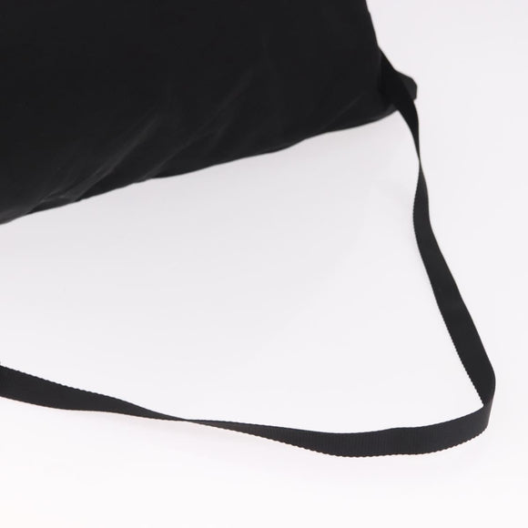 PRADA Drawstring Shoulder Bag Nylon Black Silver Auth 191026A