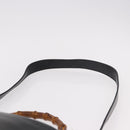 GUCCI Bamboo Hand Bag Leather 2way Black Gold 001 3444 Auth 191028-14