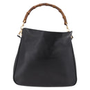 GUCCI Bamboo Hand Bag Leather 2way Black Gold 001 3444 Auth 191028-13