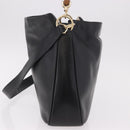 GUCCI Bamboo Hand Bag Leather 2way Black Gold 001 3444 Auth 191028-3