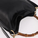 GUCCI Bamboo Hand Bag Leather 2way Black Gold 001 3444 Auth 191028-6