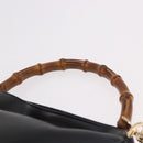 GUCCI Bamboo Hand Bag Leather 2way Black Gold 001 3444 Auth 191028-8