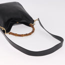 GUCCI Bamboo Hand Bag Leather 2way Black Gold 001 3444 Auth 191028-9