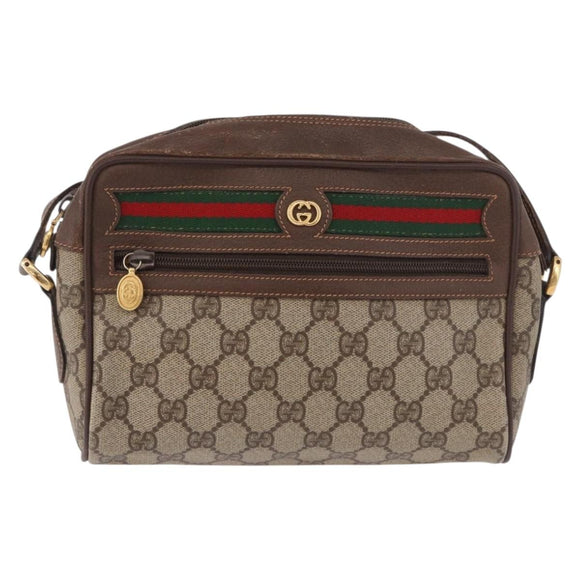 GUCCI GG Supreme Shoulder Bag PVC Leather Beige Gold 56 01 087 Auth 191029