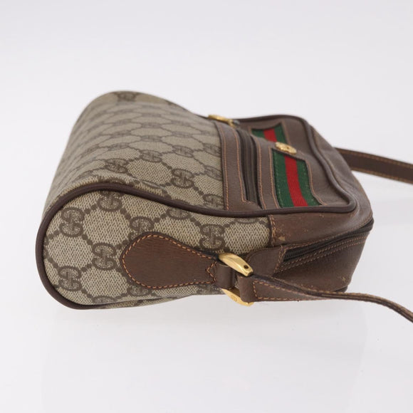 GUCCI GG Supreme Shoulder Bag PVC Leather Beige Gold 56 01 087 Auth 191029