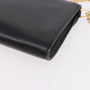 GUCCI Chain Shoulder Bag Leather Black Gold Auth 191035-16