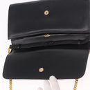 GUCCI Chain Shoulder Bag Leather Black Gold Auth 191035-10