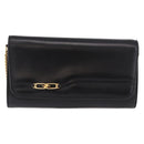 GUCCI Chain Shoulder Bag Leather Black Gold Auth 191035-13