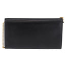 GUCCI Chain Shoulder Bag Leather Black Gold Auth 191035-2