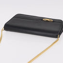 GUCCI Chain Shoulder Bag Leather Black Gold Auth 191035-6