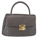 BOTTEGA VENETA INTRECCIATO Hand Bag Leather Gray Gold Auth 191037-1