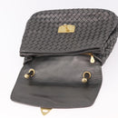 BOTTEGA VENETA INTRECCIATO Hand Bag Leather Gray Gold Auth 191037-15