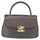 BOTTEGA VENETA INTRECCIATO Hand Bag Leather Gray Gold Auth 191037-2