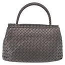 BOTTEGA VENETA INTRECCIATO Hand Bag Leather Gray Gold Auth 191037-3