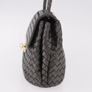 BOTTEGA VENETA INTRECCIATO Hand Bag Leather Gray Gold Auth 191037-4