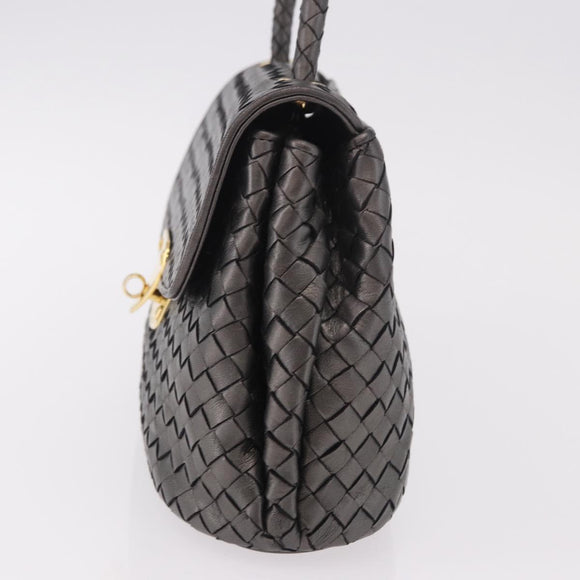 BOTTEGA VENETA INTRECCIATO Hand Bag Leather Gray Gold Auth 191037