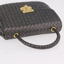 BOTTEGA VENETA INTRECCIATO Hand Bag Leather Gray Gold Auth 191037-6
