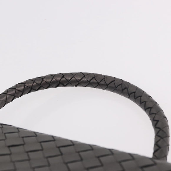 BOTTEGA VENETA INTRECCIATO Hand Bag Leather Gray Gold Auth 191037