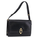 CELINE Shoulder Bag Leather Black Gold Auth 191038-1